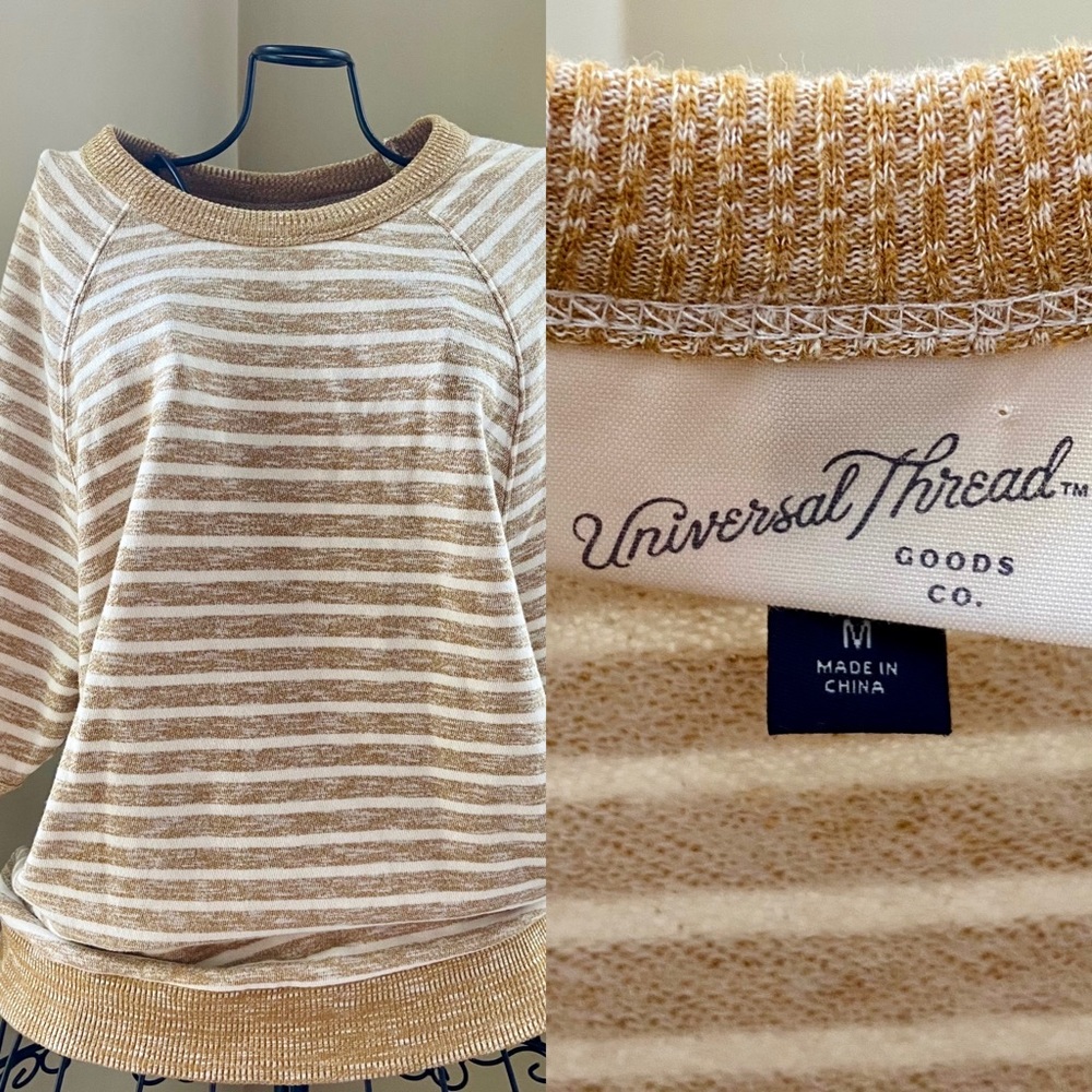 Universal Thread Striped Sweater Half Sleeve Top